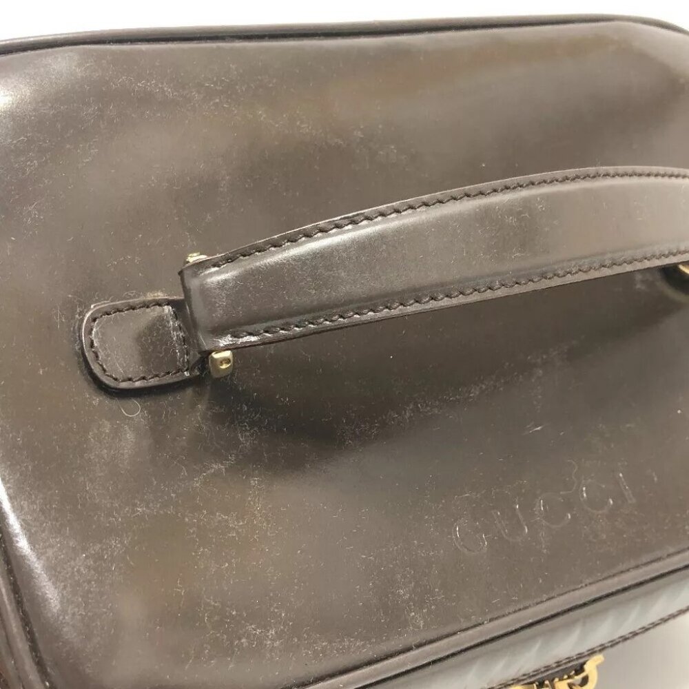 GUCCI 032.1956 Old Gucci Bamboo Hand Bag Pouch Vanity bag Brown/GoldHardware - Picture 6 of 16